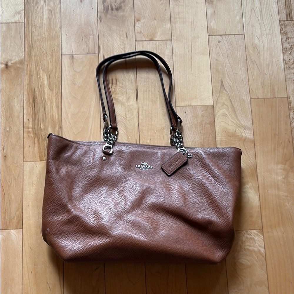 Coach Brown Leather Chain-Link Tote